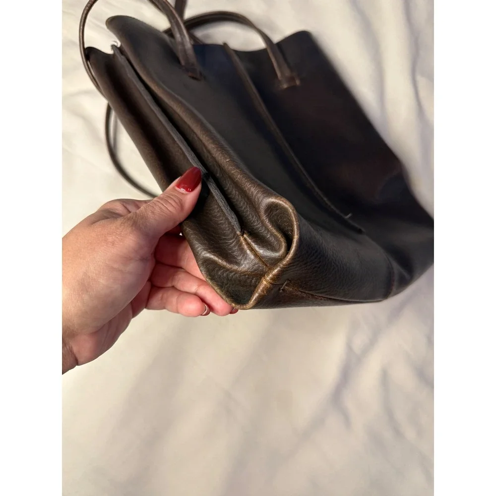 Vintage Liz Claiborne North South Leather Tote Chocolate Brown 90s